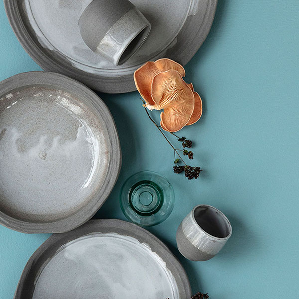 Тарелка «Нау» мелкая;керамика;D=210,H=18мм;белый,серый