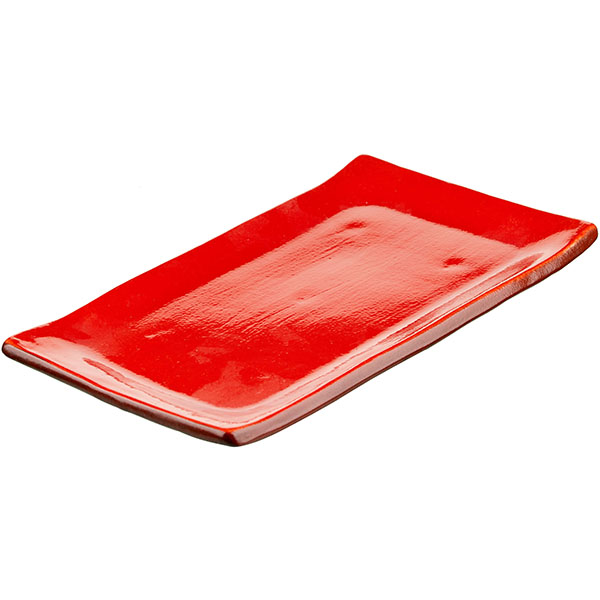 Блюдо для подачи «Кармин»;керамика;,L=24,B=15,4см;красный,черный