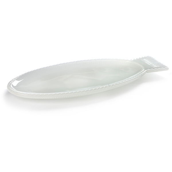 Блюдо сервировочное;стекло;,H=22,L=350,B=160мм;белый