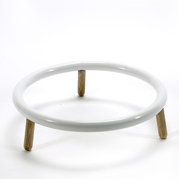 Подставка д/салатника, блюда;металл,дуб;D=27,H=7см;белый