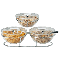 Этажерка для 3х салаников с крышкой;сталь нерж.,стекло;D=23,H=18,L=50,B=50см;металлич.,прозр.