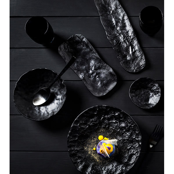 Блюдо для подачи «Кратер»;стекло;,L=23,B=10см;черный