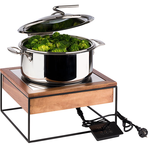 Cтанция индукционная 900 ват;дерево,сталь нерж.;D=24,H=19,L=35,4,B=32,5см;черный