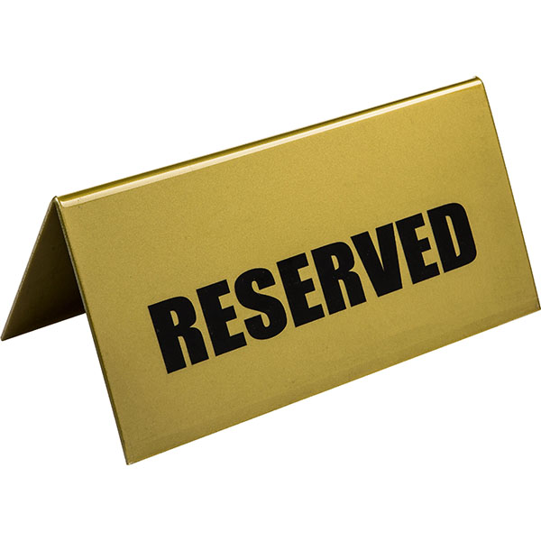 Табличка «Зарезервировано»;пластик;,H=95,L=200,B=100мм;золотой,черный