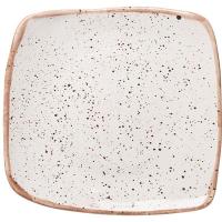 Тарелка «Пунто Бьянка» квадратная;фарфор;,L=22,B=22см;белый,черный