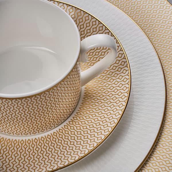 Тарелка «Даймонд»;кост.фарф.;D=30,H=2см;белый,золотой