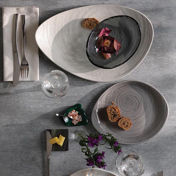 Тарелка «Скейп Грей» мелкая;фарфор;,H=30,L=305,B=270мм;серый