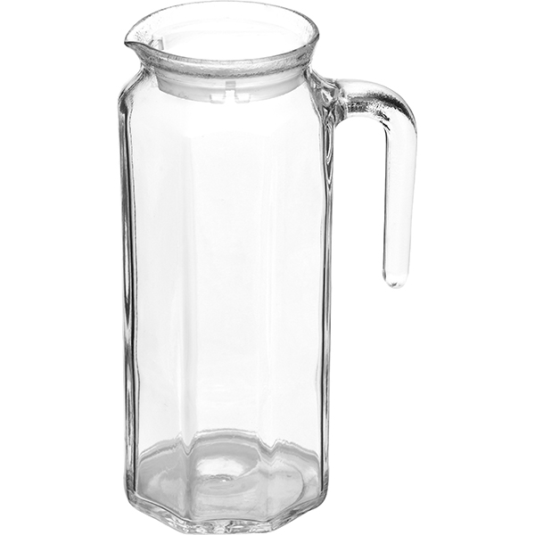 Кувшин «Кошем» с крышкой;стекло;1л;,H=22,L=12,5см;прозр.,голуб.