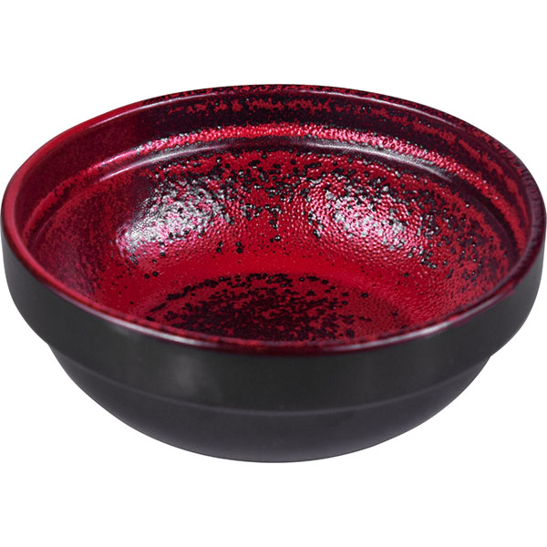 Тарелка глубокая «Млечный путь красный»;фарфор;0,6л;D=155,H=60мм;красный,черный