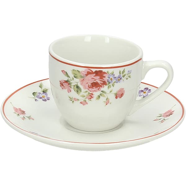 Набор посуды «Поэма Камарг» кофейная пара (чашка + блюдце)[6шт];фарфор;100мл;D=6/12,H=5см;белый,розо