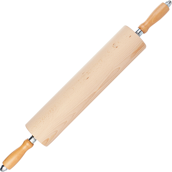 Скалка с вращающимися ручками;бук,сталь нерж.;D=8,L=40см