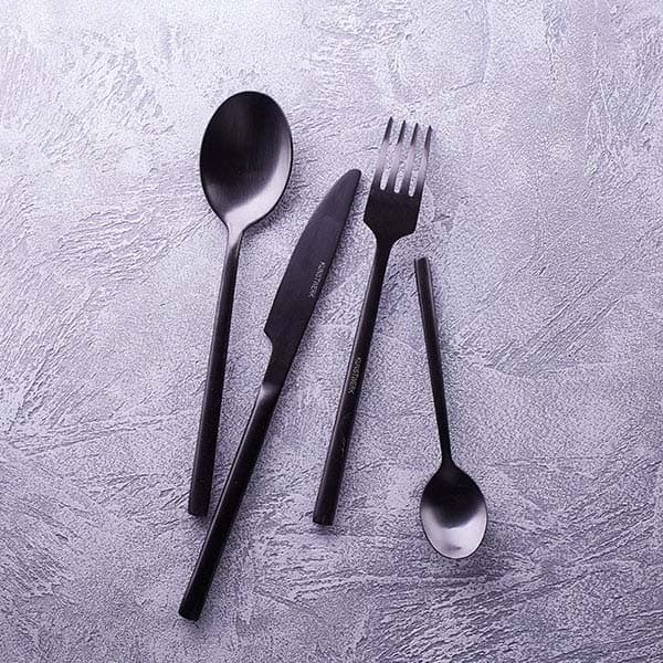 Нож столовый «Саппоро бэйсик»;сталь нерж.;,L=85/220,B=18мм;черный,матовый