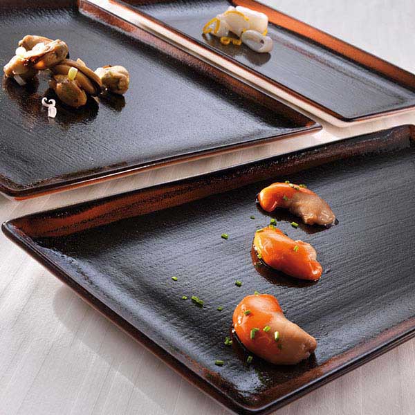 Блюдо «Кото» прямоугольное;фарфор;,L=27,B=16,5см;черный,коричнев.