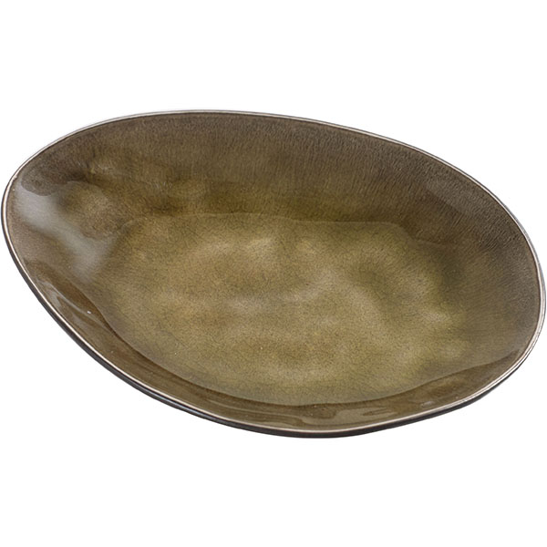 Тарелка «Пьюр» овальная;керамика;,L=15,B=12см;зелен.