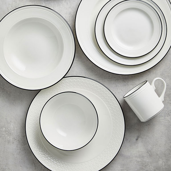 Салатник «Бид Блэк Бэнд»;фарфор;D=16см;белый,черный