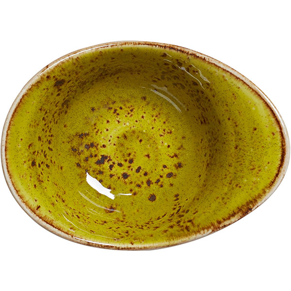 Салатник «Крафт Эппл»;фарфор;125мл;,H=55,L=130,B=95мм;желто-зел.