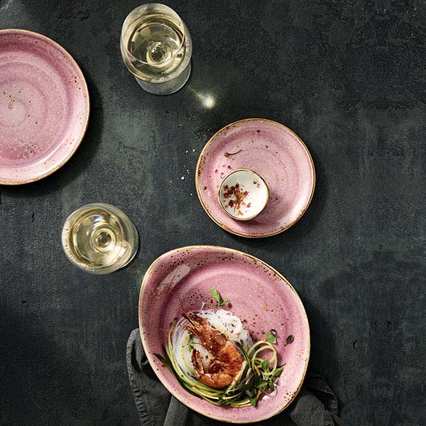 Тарелка «Крафт Распберри» мелкая;фарфор;D=25,H=3см;розов.,коричнев.