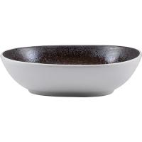 Тарелка глубокая «Эстиа»;фарфор;,H=50,L=190,B=175мм;коричнев.,белый