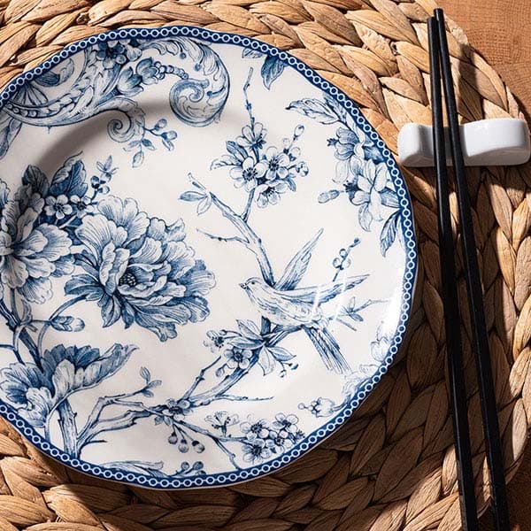 Тарелка «Аделэйд Блю» мелкая;фарфор;D=22см;белый,синий