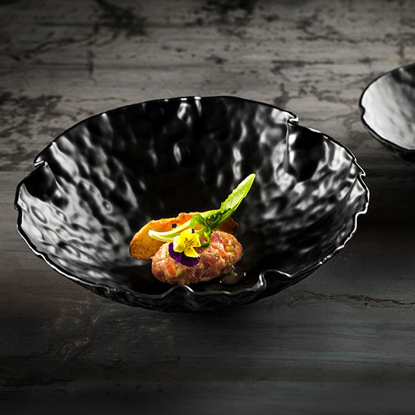 Салатник «Кратер»;стекло;1л;D=26см;черный