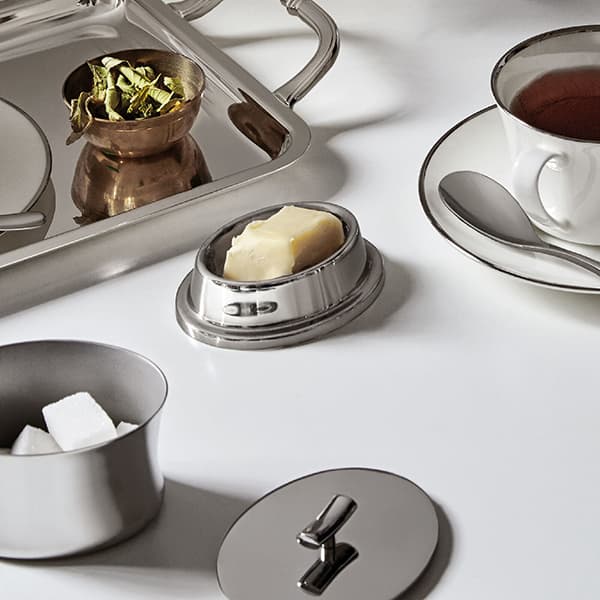 Масленка с крыш. «Бамбу»;сталь нерж.,посеребрен.;30мл;,L=95,B=70мм