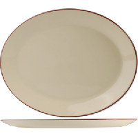 Блюдо «Кларет» овальное;фарфор;,H=24,L=300,B=235мм;бежев.,бордо