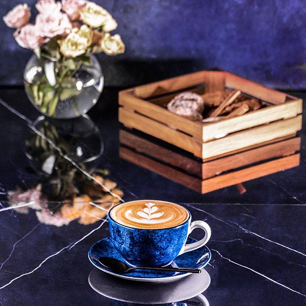 Блюдце «Аида» с декором;фарфор;D=14,5см;синий