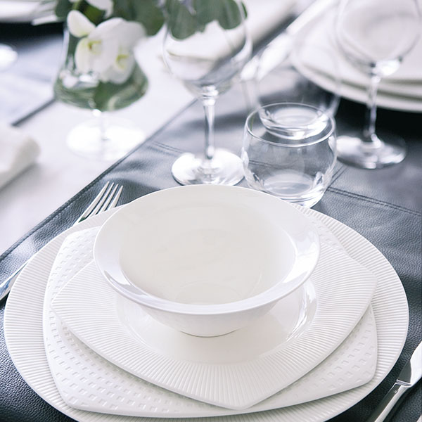 Тарелка «Жансан» квадратная;фарфор;,L=25,5,B=25,5см;белый