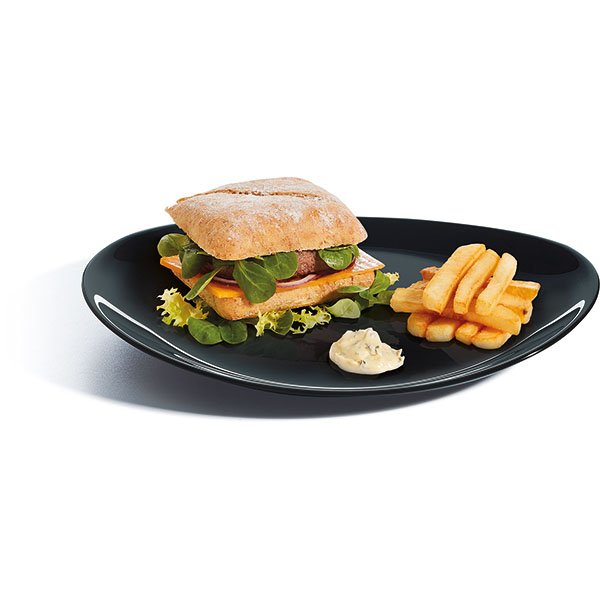 Тарелка «Эволюшн Блэк» для стейка;стекло;,H=3,L=30,B=26см;черный