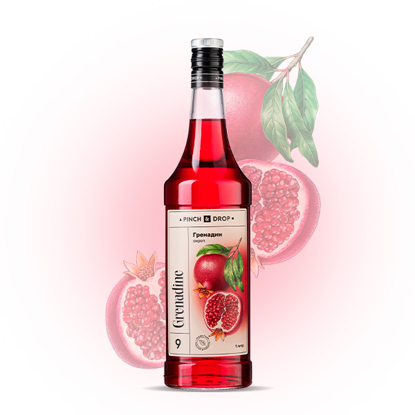 Сироп «Гренадин» Pinch&Drop;стекло;1л;D=85,H=330,L=10,B=5мм;красный