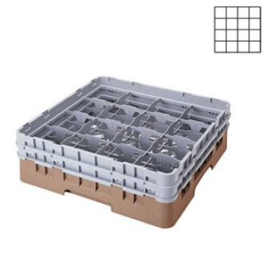 Кассета для бокалов 16 ячеек Dmax=111,Hmax=133мм;полипроп.;,H=18,4,L=50,B=50см;бежев.,серый