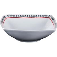 Салатник «Мезень» Принц Веточка квадратный;фарфор;300мл;,H=45,L=145,B=145мм;белый,красный