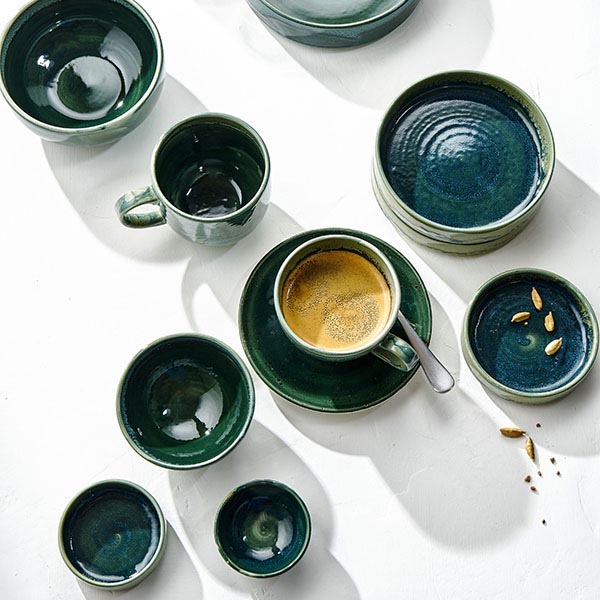 Чашка кофейная «Аврора Везувиус Бернт Эмералд»;фарфор;110мл;бежев.,зелен.