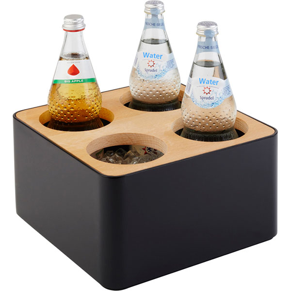 Органайзер для столовых приборов;пластик,сталь нерж.;D=10,H=15,L=27,B=27см;черный,коричнев.