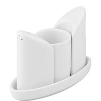 Набор д/специй 3 предм. на подставке «Тренд»;фарфор;белый