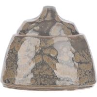 Сахарница с крышкой «Революшн Гранит»;фарфор;200мл;D=75,H=85мм;серый,коричнев.