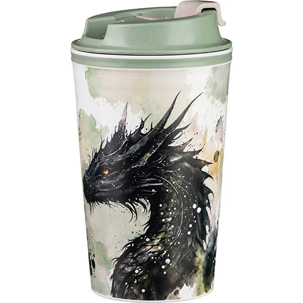 Стакан для горячих напитков «Дракон»;полипроп.;350мл;D=92,H=124мм;зелен.