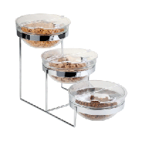 Этажерка + 3 салатника с крыш. d=23см;сталь нерж.,стекло;,H=37,L=61,B=24см;металлич.,прозр.