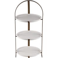 Этажерка 3-х ярусная с тарелками «Диана»;фарфор;D=20,H=45,L=21,B=21см;белый