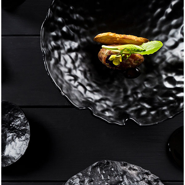 Салатник «Кратер»;стекло;1л;D=26см;черный