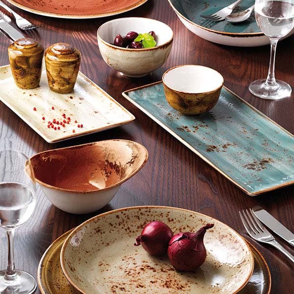 Блюдо «Крафт Блю» прямоугольное;фарфор;,H=15,L=370,B=160мм;синий