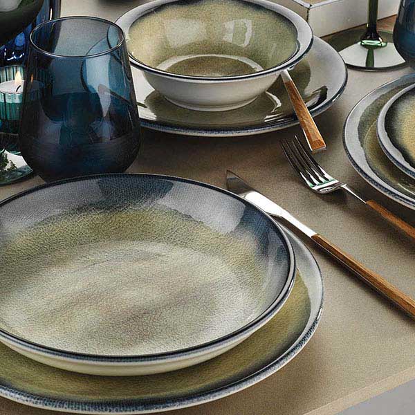 Тарелка «Нанокрем Дарк Блю» мелкая;фарфор;D=300,H=32мм;тем.син.,зелен.