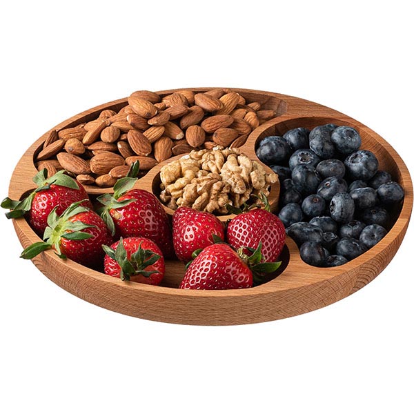 Менажница (4 секции);бук;D=250,H=25мм;св. дерево