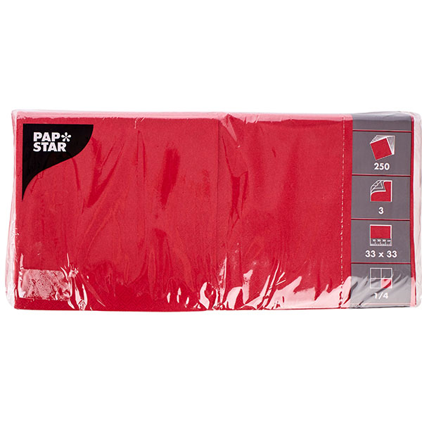 Салфетки 3х-слойные 33*33см[250шт];бум. салфет.;,H=11,L=33,B=17см;бордо