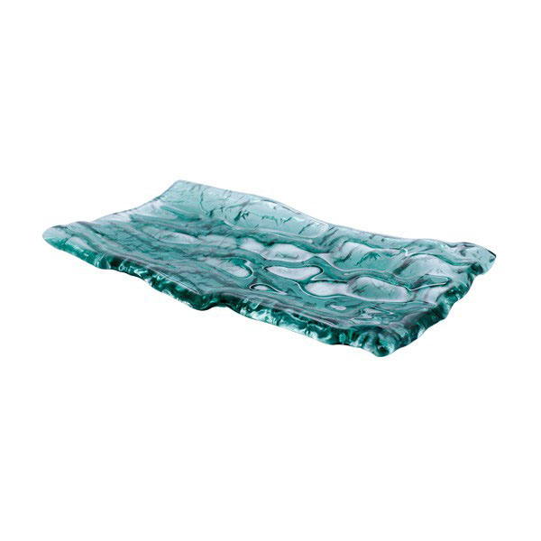 Блюдо сервировочное «Море»;стекло;,L=28,B=15см;зелен.