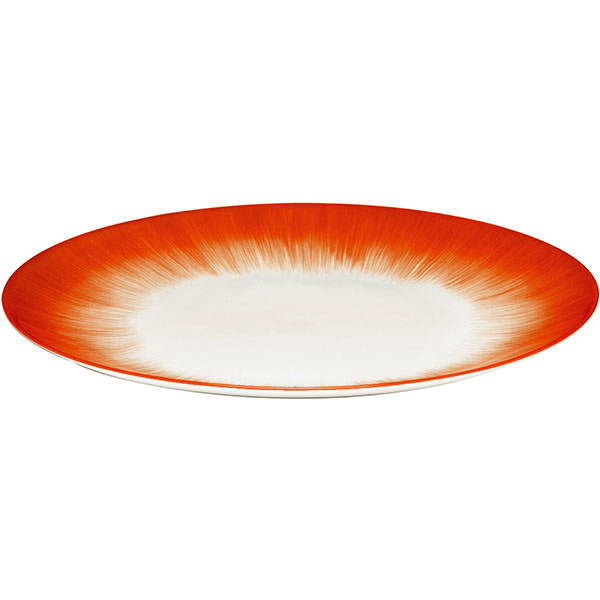 Тарелка «Де» №5;фарфор;D=24см;кремов.,красный