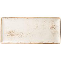 Блюдо «Крафт Вайт» прямоугольное;фарфор;,H=15,L=370,B=160мм;белый,коричнев.