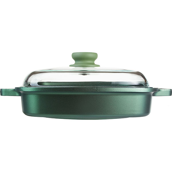 Сковорода-гриль с крышкой (индукция);алюм.литой,антиприг.покр.;,L=26,B=26см;зелен.