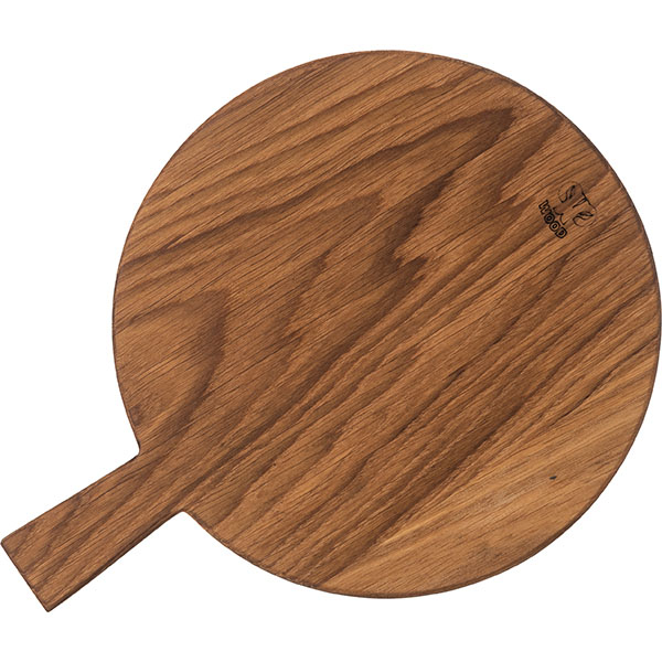 Доска для подачи круглая с ручкой (70 мм);дуб;D=230,H=25мм;древесн.