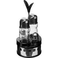 Набор д/специй 4 пр-та на подставке;стекло,сталь нерж.